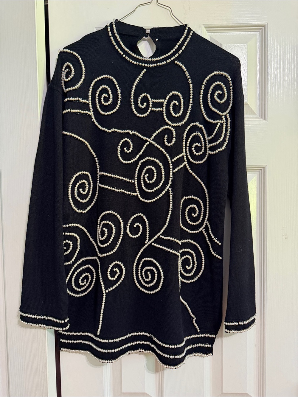 Black Pearl-Embellished Women's Sweater